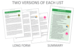 Two versions of each list